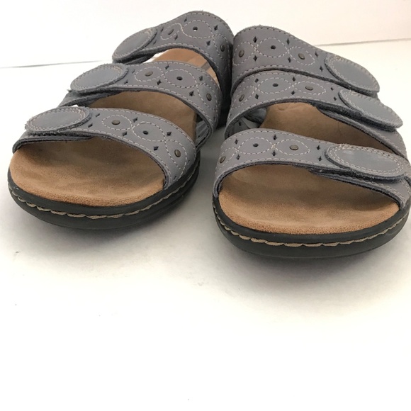 CLARKS Leather Comfort Sandals Leisa Cacti Q Slip On Slide Sandals Size 9.5 - Picture 10 of 16